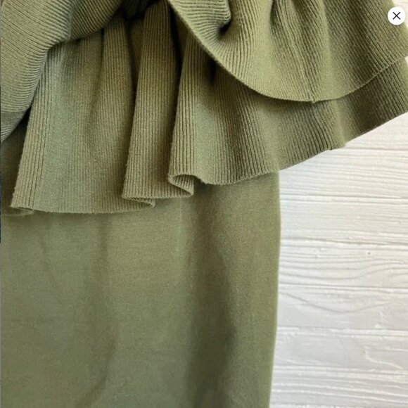 J. Crew Olive Green Off The Shoulder Sweater Top S - Picture 7 of 11